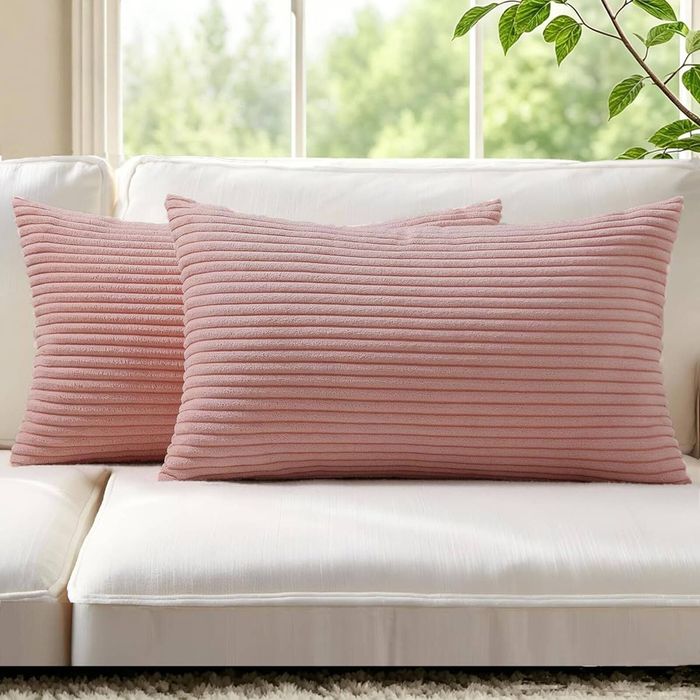 Gioia Casa 2-pack Corduroy Velvet Cushion Covers - 30cm X 50cm, Pink