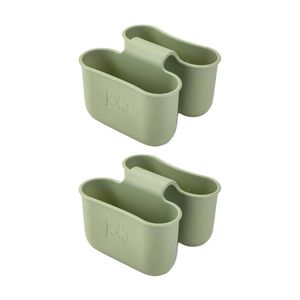 2x Joie Double Faucet Caddy Dual Compartments Sage 14x13x16cm Compact Organizer