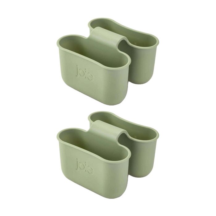 2x Joie Double Faucet Caddy Dual Compartments Sage 14x13x16cm Compact Organizer