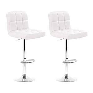 Homfurn Set Of 2 Adjustable Swivel Bar Stools Gas Lift White 68-81cm Seat Height Kitchen Home Bar Dining Room Cafe