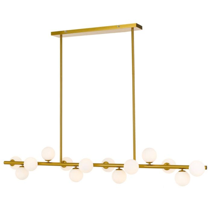Telbix Moran Modern 14 Lights Pendant Hanging Lamp Light Metal Glass Antique Gold Opal Matt Gloss