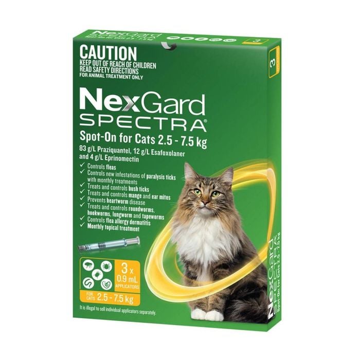 NexGard Spectra Spot-On For Cats 2.5 - 7.5 Kg 3PK  WNGSOCL3