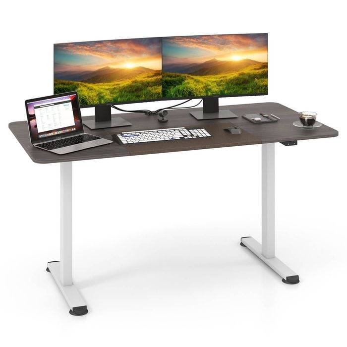 Costway 1.4 X 0.7m Electric Standing Table Motorised Computer Desk Grey