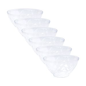 6x Partyware Heavy Duty Reusable Dimpled Salad Bowl Tableware 290mm Clear