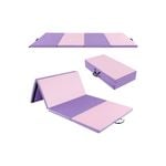 Costway Gymnastics Mat 4-Panel Folding Floor Exercise Yoga Tumbling Mat w/Carry Strap