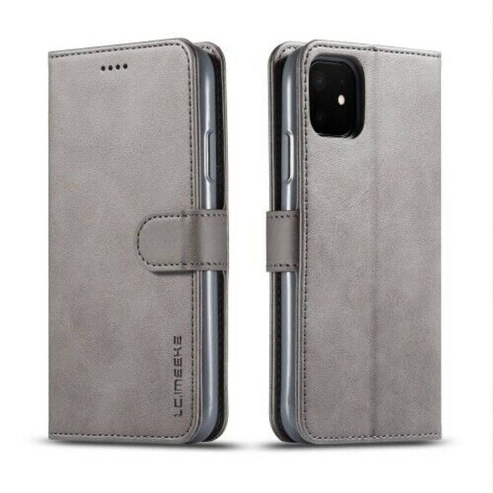 Wallet Leather Flip Case Cover - For Apple iPhone XS Max (Grey)