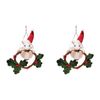2PK Urban Snowy Christmas Mouse Swinging Wreath Hanging Decor 21cm White/Brown