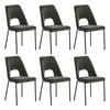 Oikiture 6x Dining Chairs Chenille Fabric Green