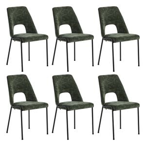 Oikiture 6x Dining Chairs Chenille Fabric Green