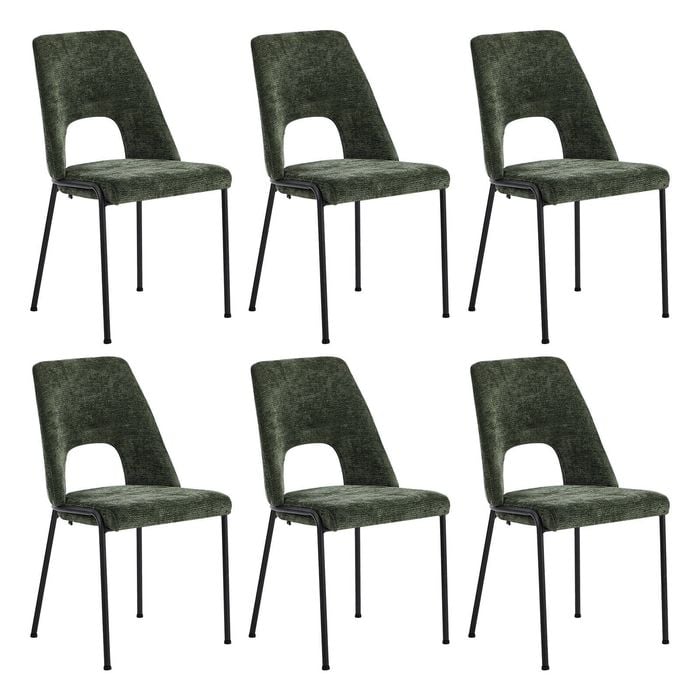 Oikiture 6x Dining Chairs Chenille Fabric Green