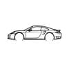Ignite Laser Porsche 911 (992) Turbo S Silhouette Metal Wall Art Coated Black 23.6inch/60cm