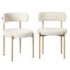 Oikiture 2x Dining Chair Round Boucle Kitchen Lounge Seats Backrest White&Natural