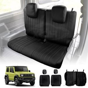 Rear Seat Covers for Suzuki Jimny 3-Door 2018-Onwards Black Premium Vintage PU Leather Interior