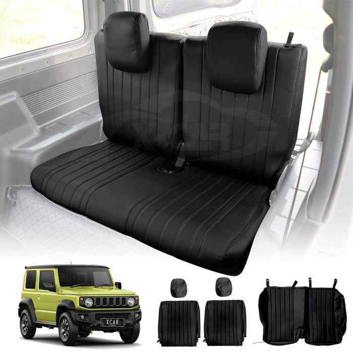 Rear Seat Covers for Suzuki Jimny 3-Door 2018-Onwards Black Premium Vintage PU Leather Interior