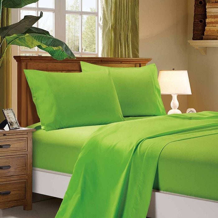 Fabric Fantastic 1000tc Ultra Soft Super King Size Bed Green Flat & Fitted Sheet Set