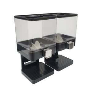 Kitchee 3.7L Double Cereal Dispenser Countertop Rice or Grain Storage Black