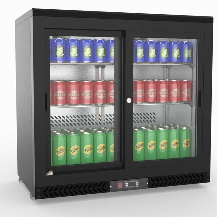 Thermaster Double Sliding Door Drink Cooler  - Commercial Bar Fridges (sc248sd)