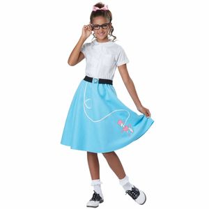 50s Greaser Rock Roll 1950s Sock Hop Retro Girls Costume Blue Poodle Skirt XS