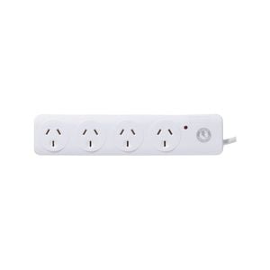Click White 4 Outlet Surge Protection Powerboard