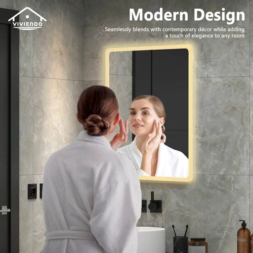 Viviendo 70x90cm Rectangular LED Wall Mirror Anti-fog Vanity Bathroom ...