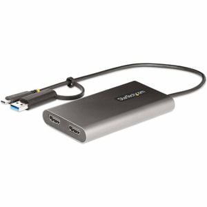 Startech.com Usb-c To Dual-hdmi Adapter, Usb-c/a To 2x Hdmi, 4k 60hz, 100w Pd Pass-through, 1ft/30cm Built-in Cable
