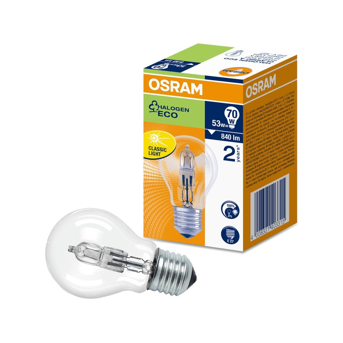 Osram 57W Warm White Classic A Shape Round Halogen Dimmable E27 Light Globe Bunnings Australia