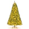 Costway 2.1M Christmas Tree 1000 Tips 930 Warm White LED Pre-lit Hinged Xmas Decor-Green