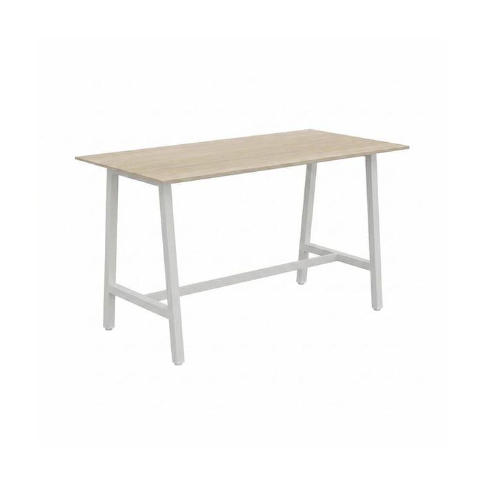 Olg Axis Trestle Bar Leaner 4 Leg White Frame Nordic Maple Top L1800mm X W900mm