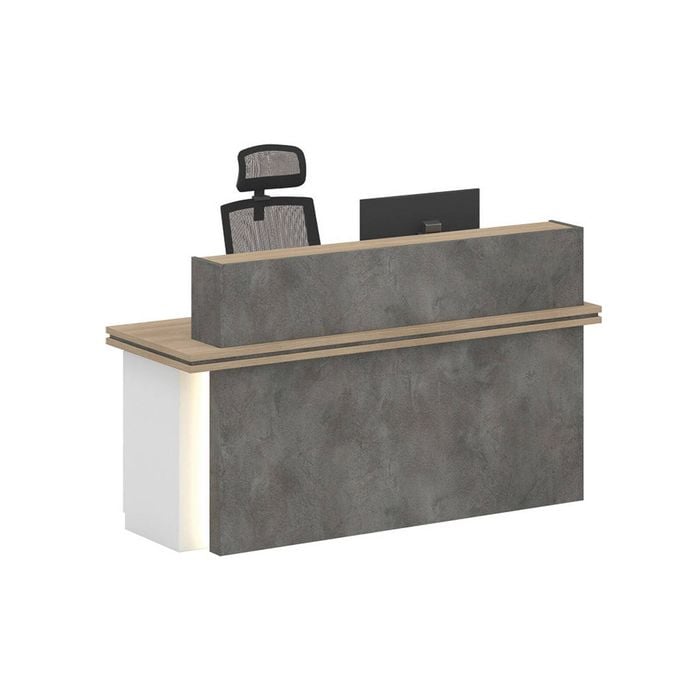 Modern Furniture JARIN  Reception Desk Left Panel - Carbon Grey & White Colour