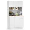 Costway Kitchen Microwave Storage Cabinet w/Adjustable Shelves Dining Room White