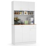 Costway Kitchen Microwave Storage Cabinet w/Adjustable Shelves Dining Room White