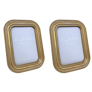 2PK SS Collective Gold Ridged Textured Beaded Rectangle Photo Frame 5x7