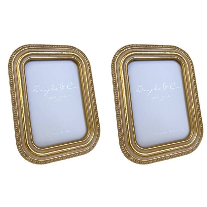 2PK SS Collective Gold Ridged Textured Beaded Rectangle Photo Frame 5x7