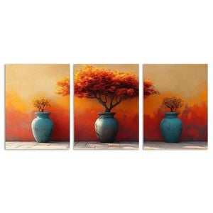 3pcs African Vases Dark Color Charm Print 100% Australian Made 3 x 40x60cm (Metal Print)