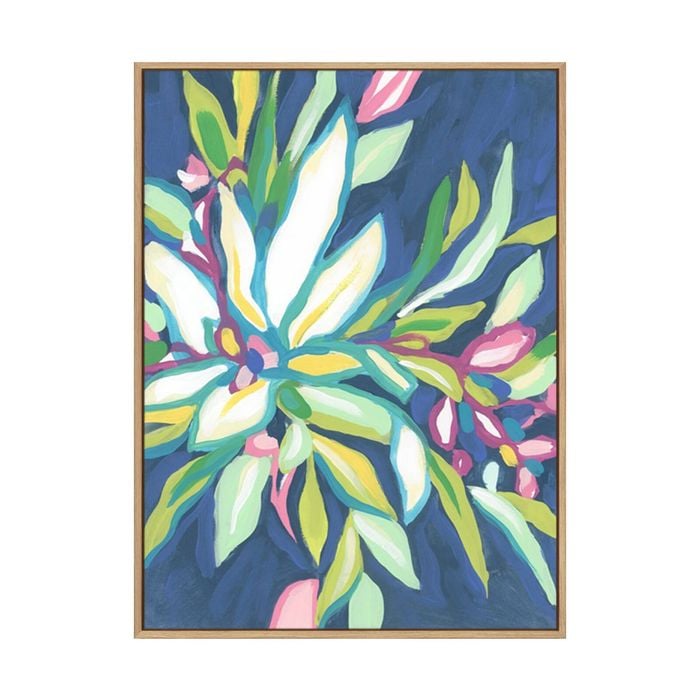 Artey | Blue Tropics I - Framed Canvas - Natural Frame - 120 x 160cm