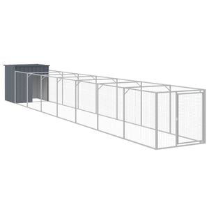 vidaXL Dog House with Run Anthracite 110x813x110 cm Galvanised Steel