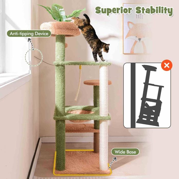 Costway Cat Tree Cute Cat Tower w/Sisal Scratching Posts