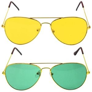 Green and Yellow Gold Aviator Party Glasses – Fun Novelty Set Australia Day