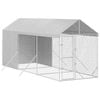 vidaXL Dog Kennel Outdoor Dog Crate Dog House with Roof Silver Galvanised Steel 2x6x2.5 m