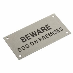 Sandleford 95 x 47mm Stainless Steel Beware Dog On Premises Sign