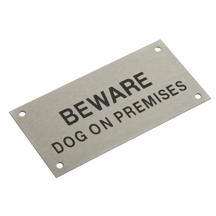 Sandleford 95 x 47mm Stainless Steel Beware Dog On Premises Sign
