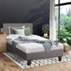 Oikiture Fabric Bed Frame Grey-Single
