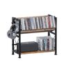 Advwin 2 Tier Desktop Bookshelf, V-Shape Desk Shelf with Tilted Book Storage for Home Office, Rustic Brown