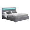 HOMFURN Queen Size LED Gas Lift Bed Frame in Grey