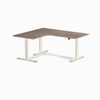 Desky L-Shape Melamine Sit Stand Desk Wheat Frame 160x140cm Left Return - Natural Walnut