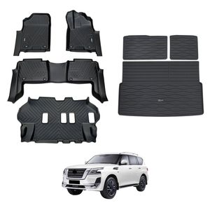 AUSGO Floor Mats & Boot Liner Set for Nissan Patrol Y62 2012-Onwards Car Floor Liners Cargo Mat