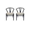 SK Designer Living | Pack of 2 | Replica Hans Wegner Wishbone Chair - Black & Natural