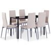 vidaXL 7 Pieces Dining Set Cappuccino 6 Chairs Tempered Glass Kitchen Table