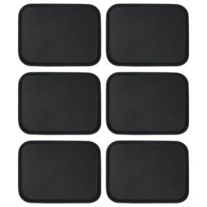 Argon Tableware 6x Rectangular Serving Trays - 51 X 38cm - Reusable Non Slip Stackable Rubberized Food Drinks Platter Tray