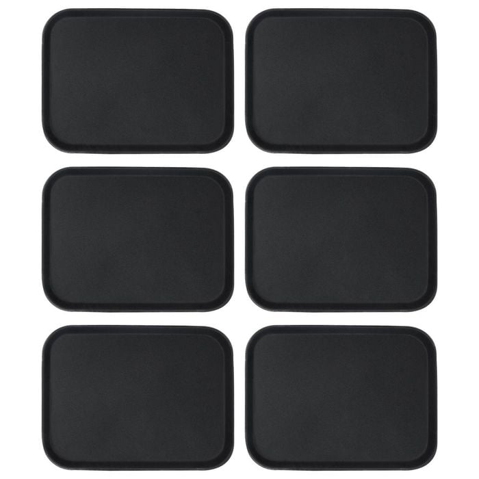 Argon Tableware 6x Rectangular Serving Trays - 51 X 38cm - Reusable Non Slip Stackable Rubberized Food Drinks Platter Tray